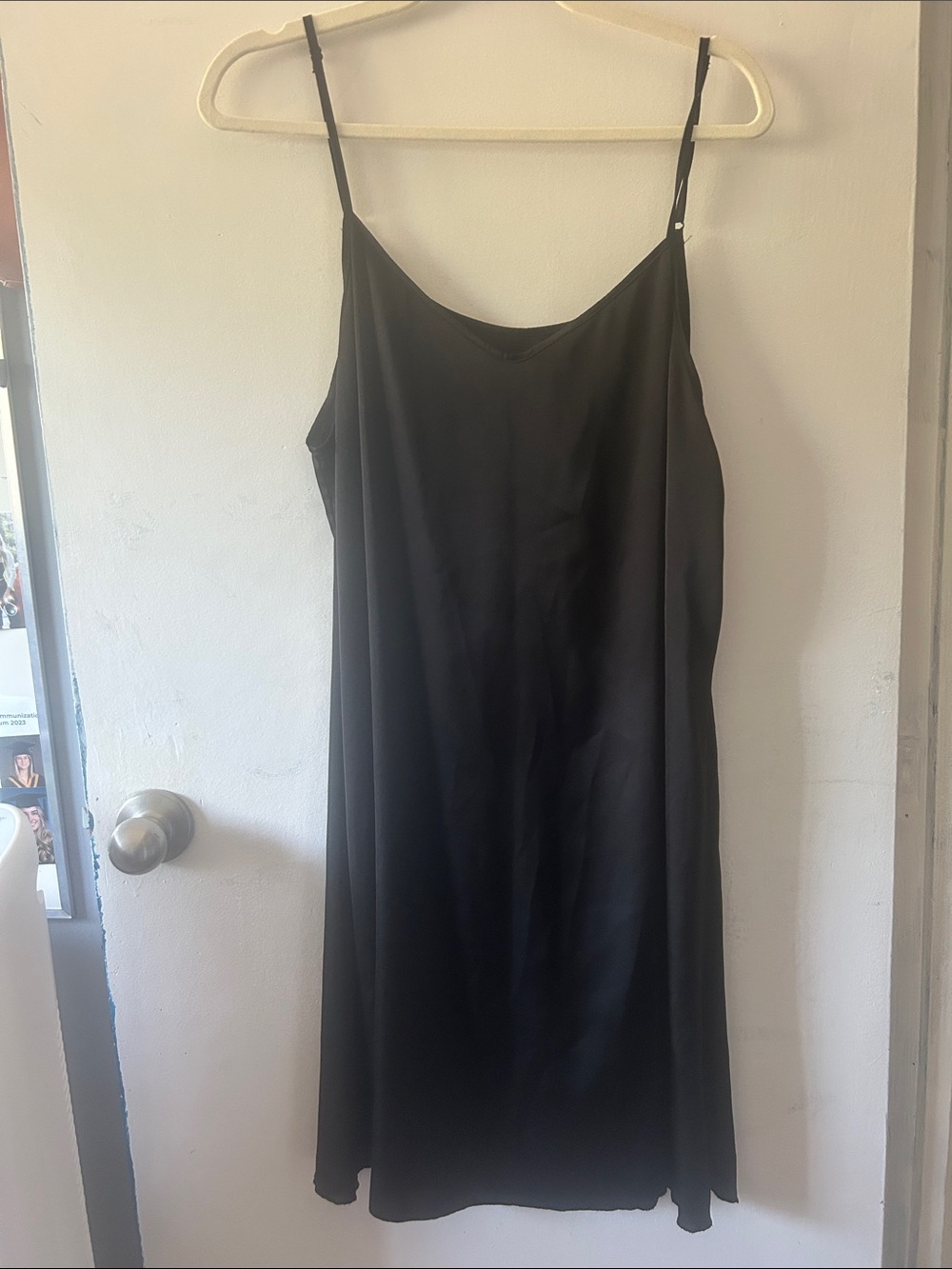 Black Satin Slip Dress with Adjustable Straps